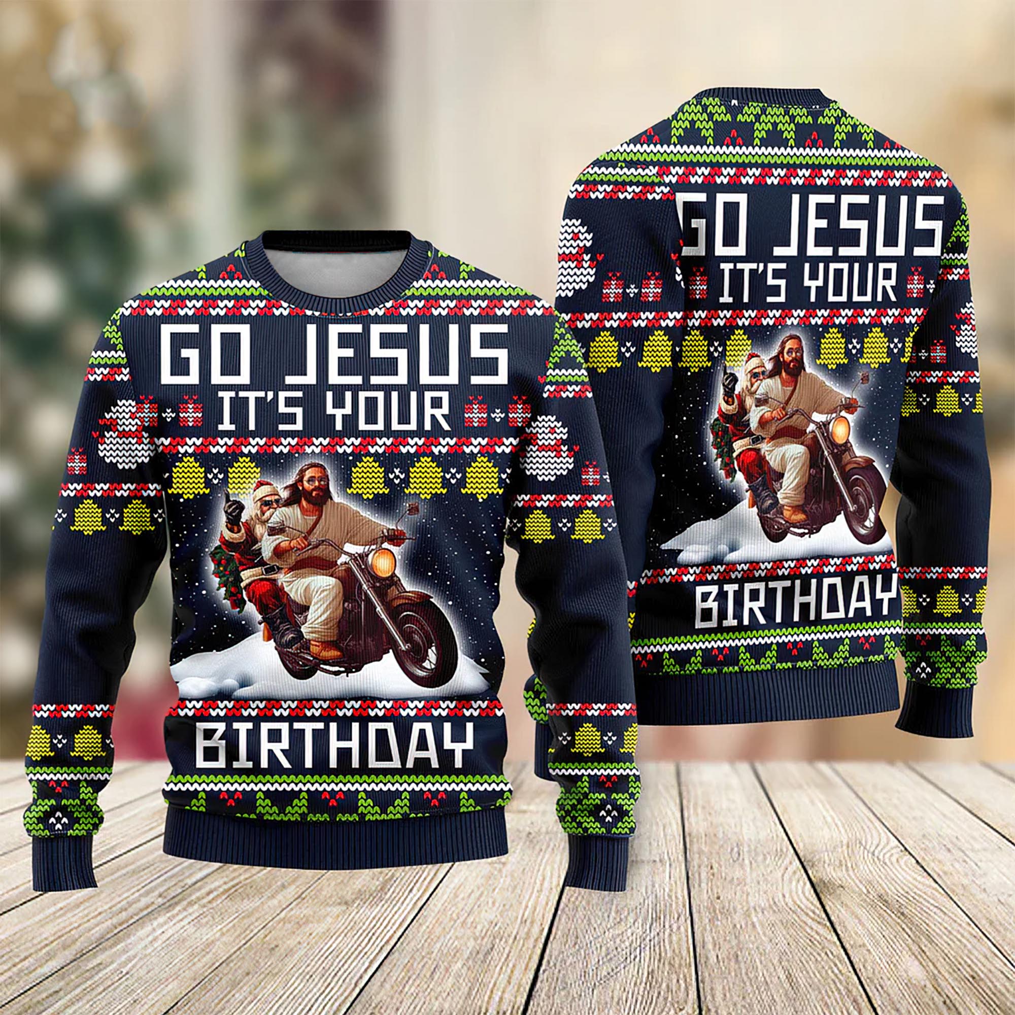Santa Jesus Ride Motorbike Christmas Sweater Santa Jesus Ride Motorbike Christmas Sweater