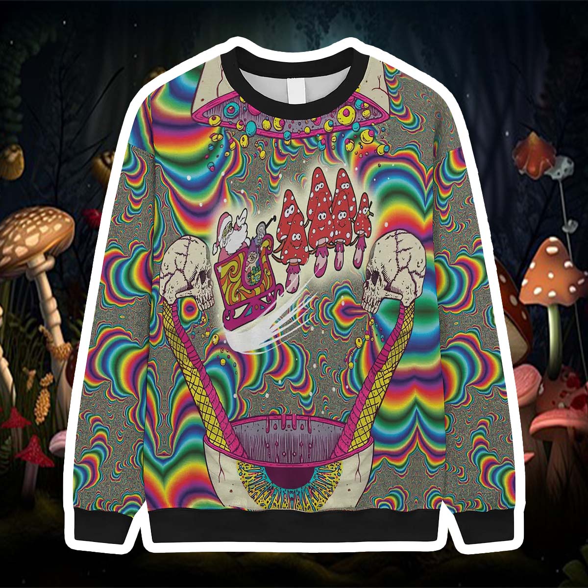 Santa Mushroom Christmas Sweater Santa Mushroom Christmas Sweater