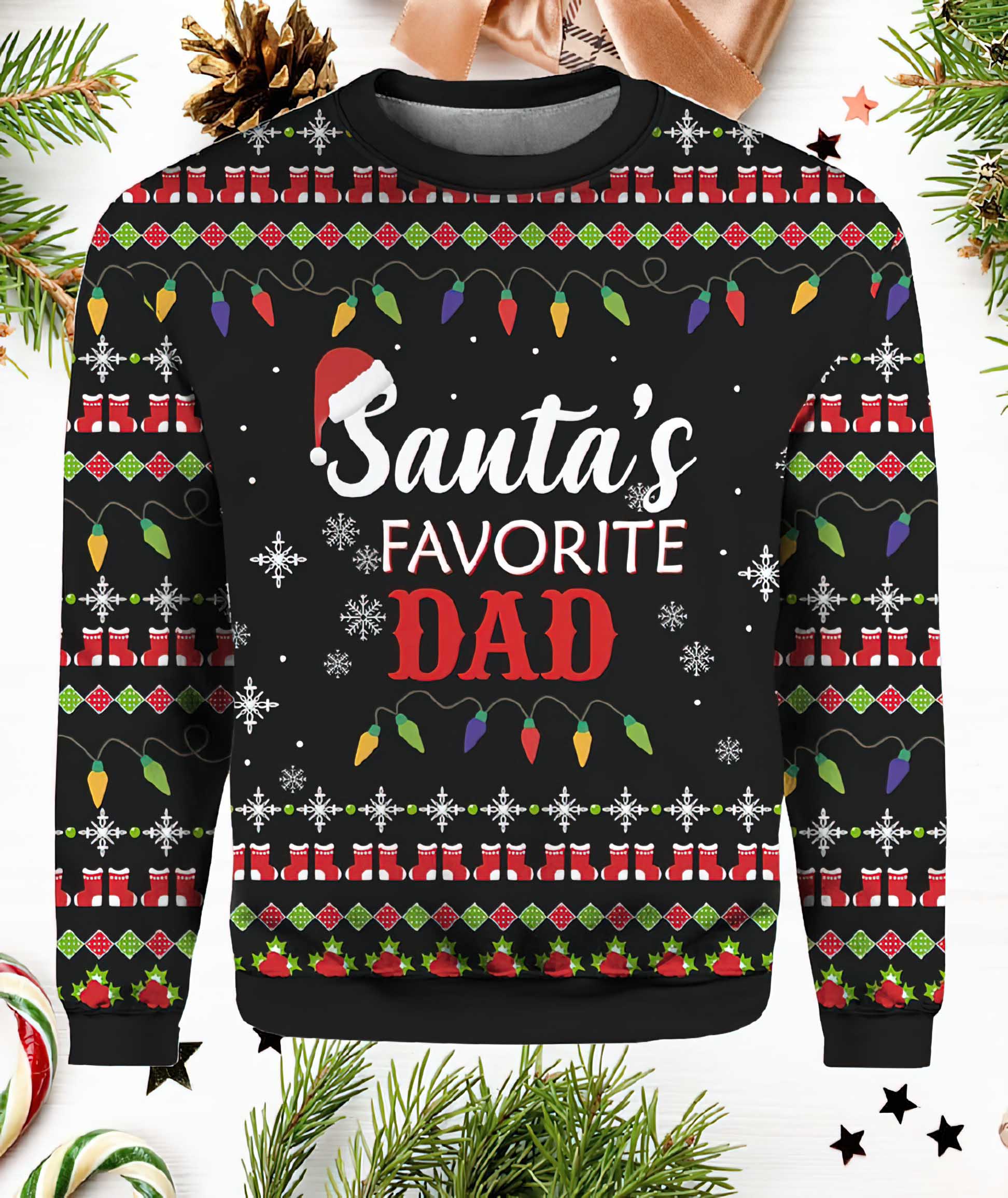 Santa’S Favorite Dad Ugly Christmas Sweater Santa’S Favorite Dad Ugly Christmas Sweater