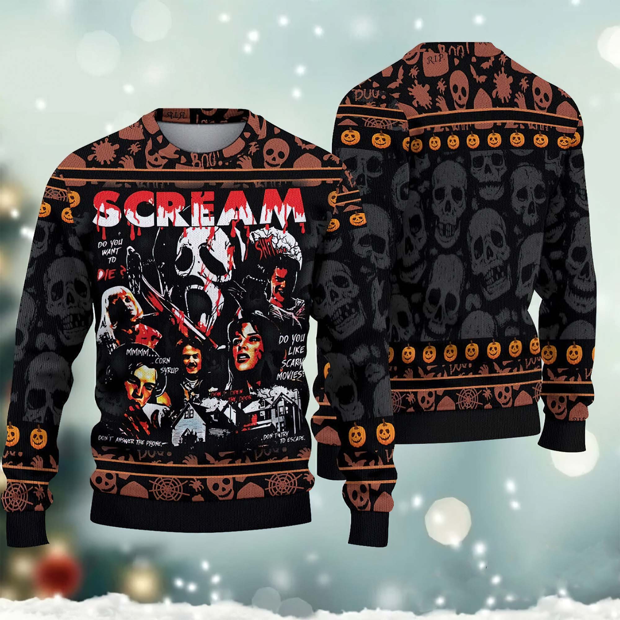Scream Movie Ugly Sweater Christmas Sweater Scream Movie Ugly Sweater Christmas Sweater