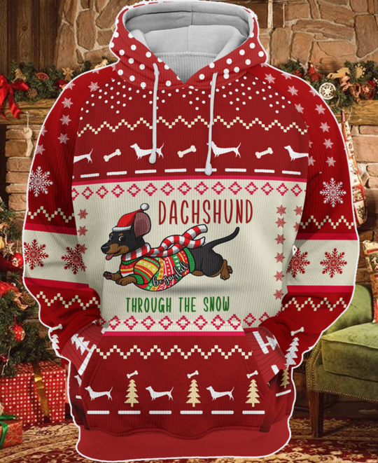 Dachshund Through The Snow Christmas 3D Sweater Dachshund Through The Snow Christmas 3D Sweater