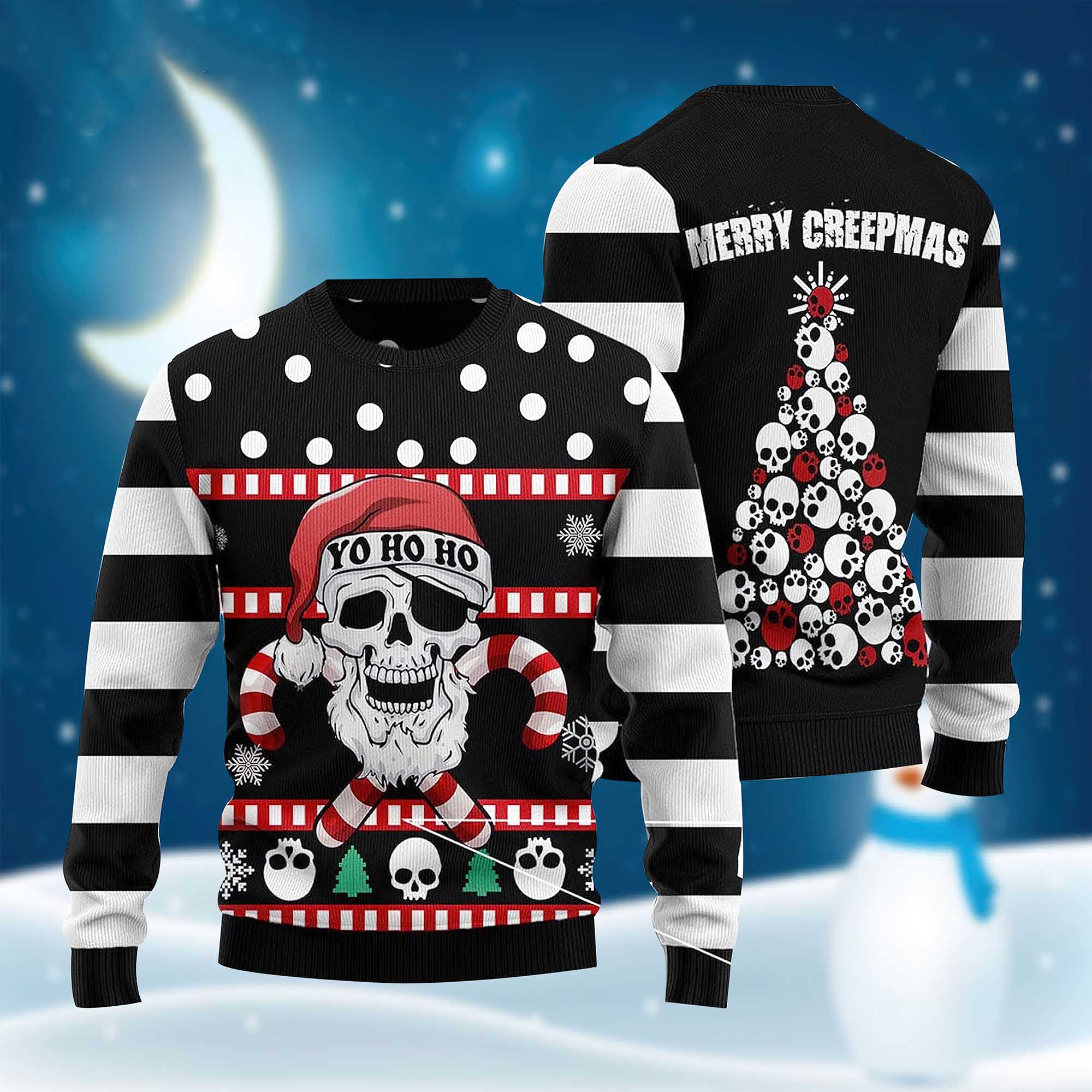 Skull Merry Creepmas Ugly Christmas Sweater Skull Merry Creepmas Ugly Christmas Sweater
