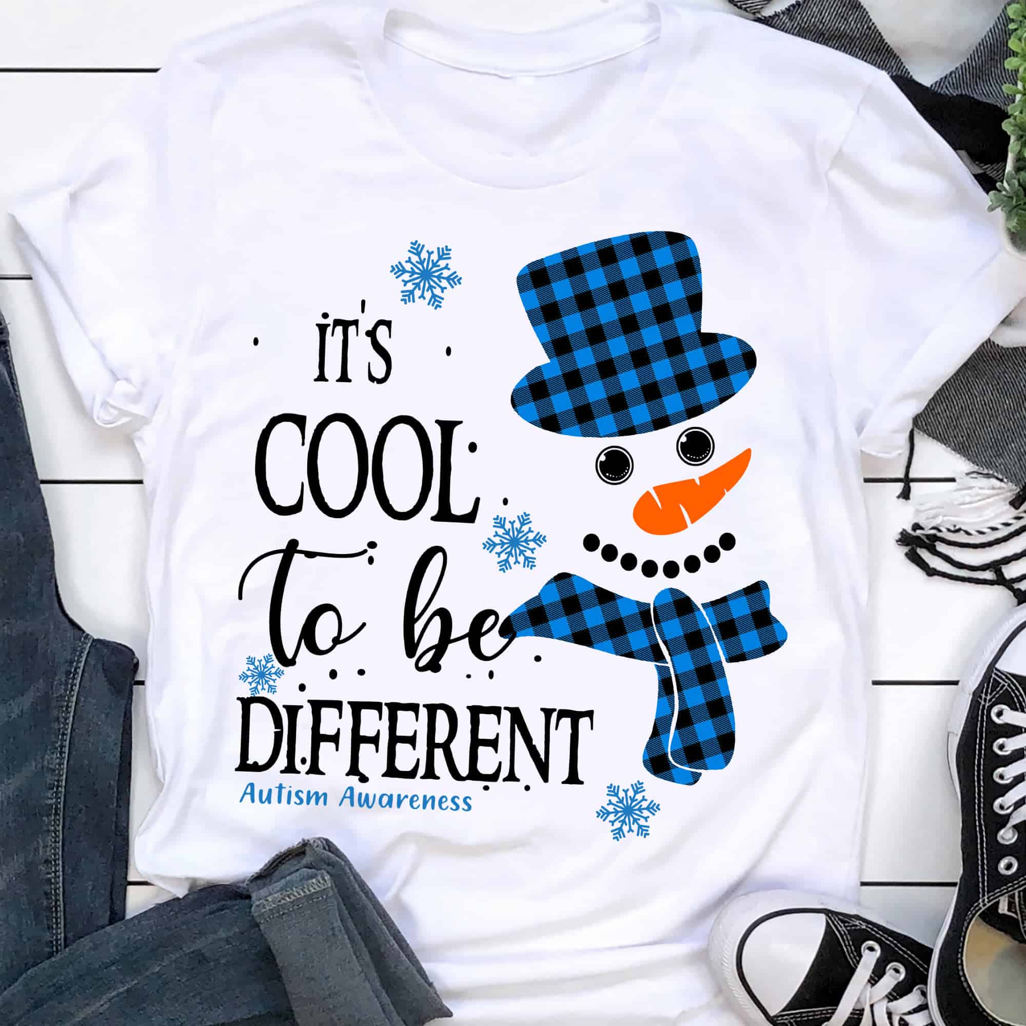 Snowman It’S Cool To Be Different Autism Awareness Shirt Snowman It’S Cool To Be Different Autism Awareness Shirt
