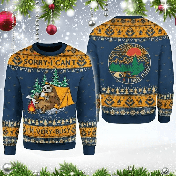 Sloth Sorry I Can’T I’M Very Busy I Hate People Christmas Sweater Sloth Sorry I Can’T I’M Very Busy I Hate People Christmas Sweater