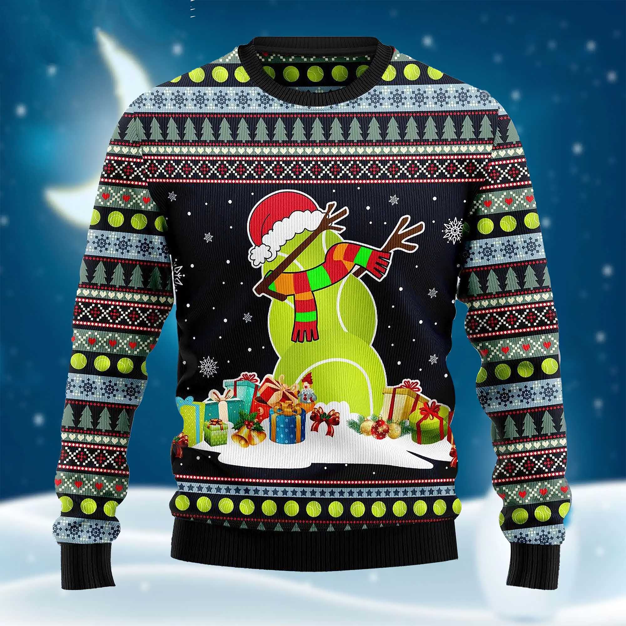 Tennis Snowman Ugly Christmas Sweater Tennis Snowman Ugly Christmas Sweater
