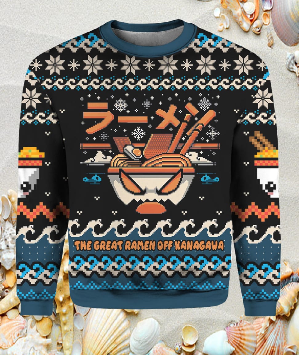 The Great Ramen Off Kanagawa Ugly Christmas Sweater The Great Ramen Off Kanagawa Ugly Christmas Sweater