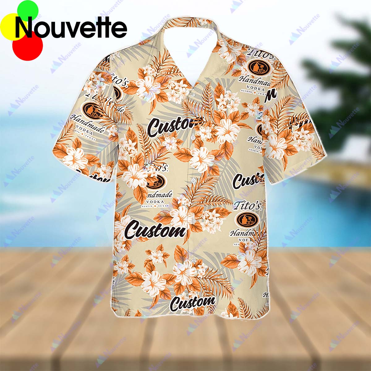 Tito’S Vodka Hawaiian Flowers Pattern Shirt