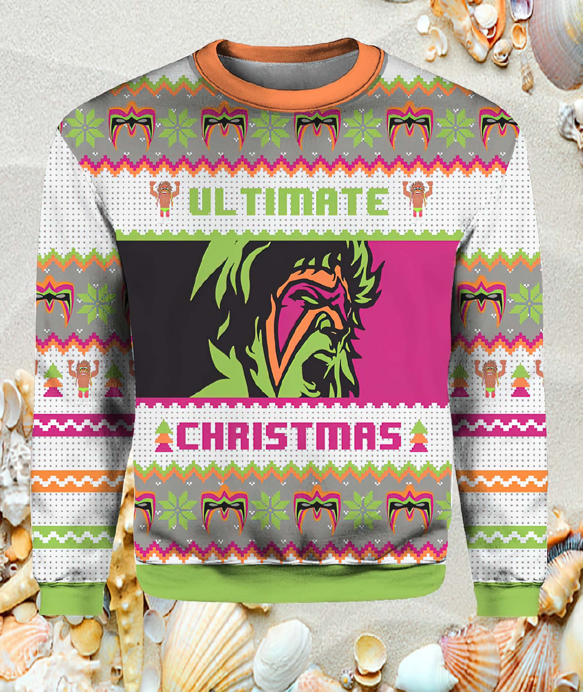 Ultimate Warrior Christmas Pro Wrestling Christmas Ugly Sweater Ultimate Warrior Christmas Pro Wrestling Christmas Ugly Sweater