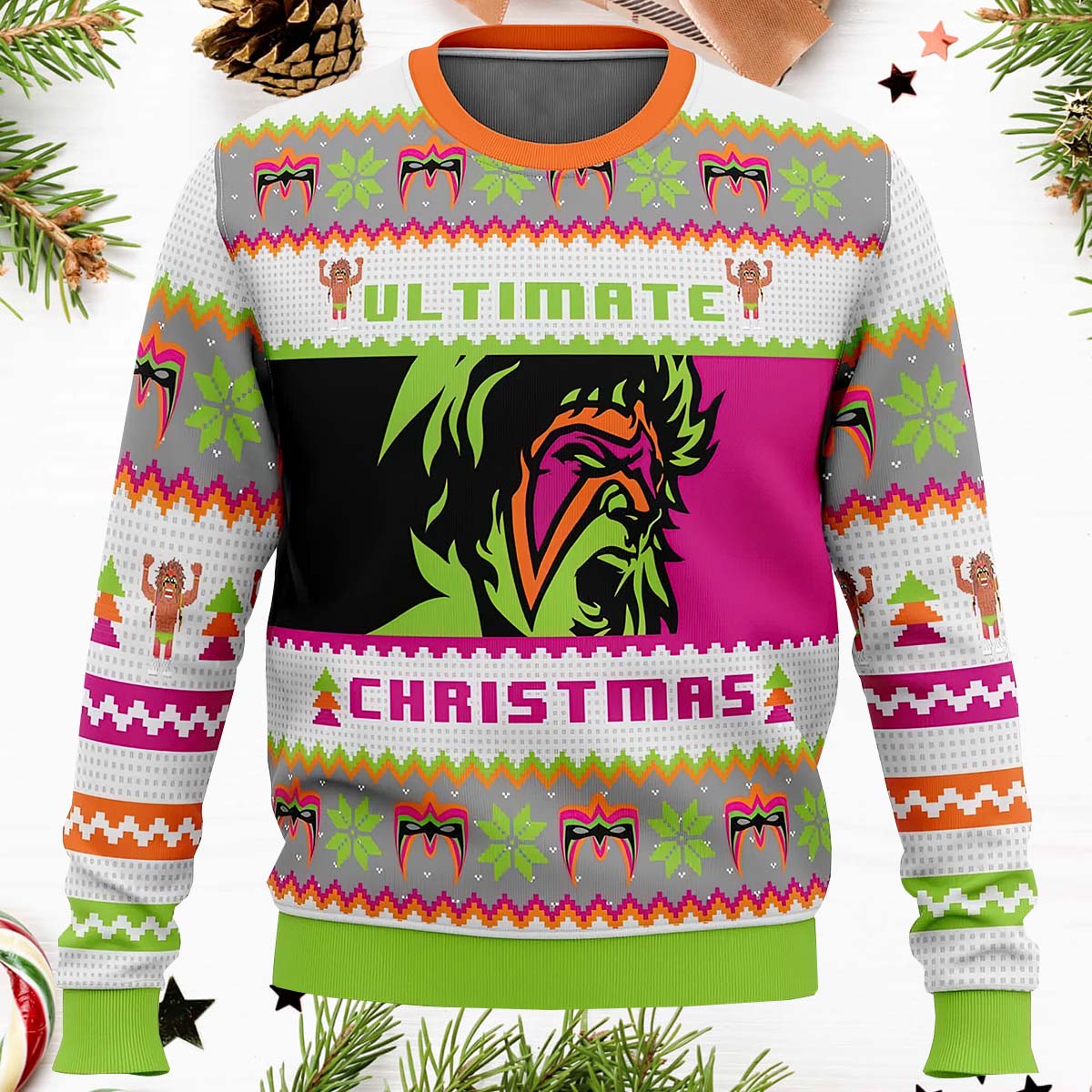 Ultimate Warrior Christmas Pro Wrestling Christmas Ugly Sweater