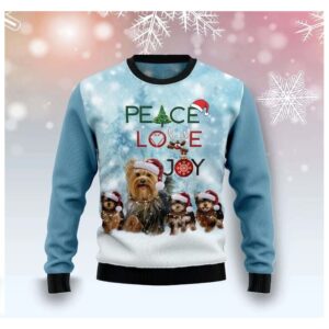 Yorkshire Terrier Peace Love Joy Christmas Sweater