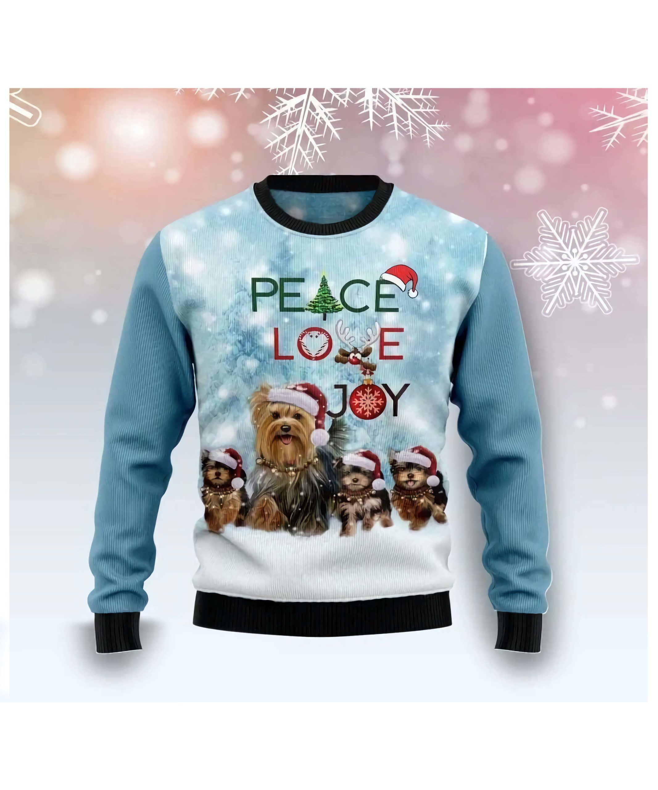 Yorkshire Terrier Peace Love Joy Christmas Sweater
