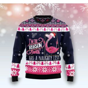 Flamingo I’M The Reason Santa Has A Naughty List Christmas Sweater