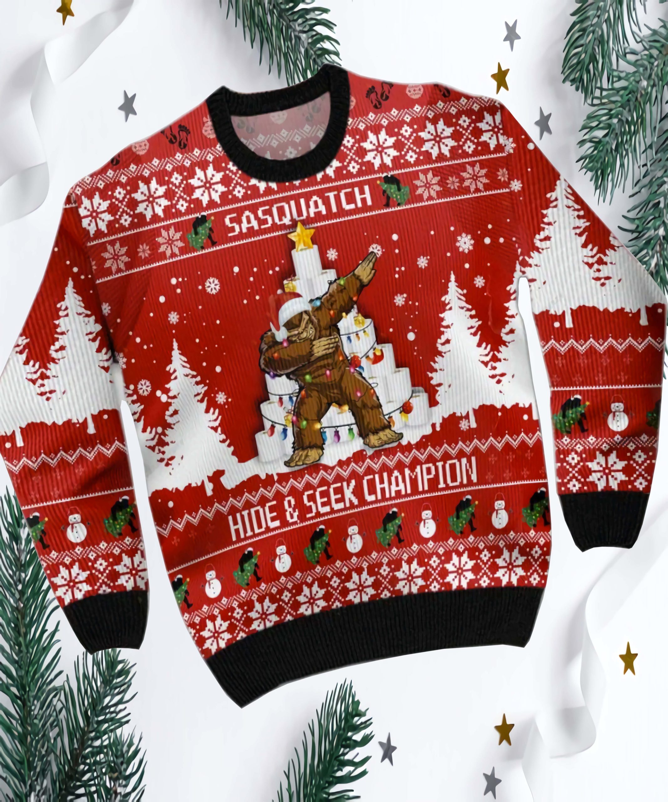 Bigfoot Hide And Seek Christmas Sweater Bigfoot Hide And Seek Christmas Sweater