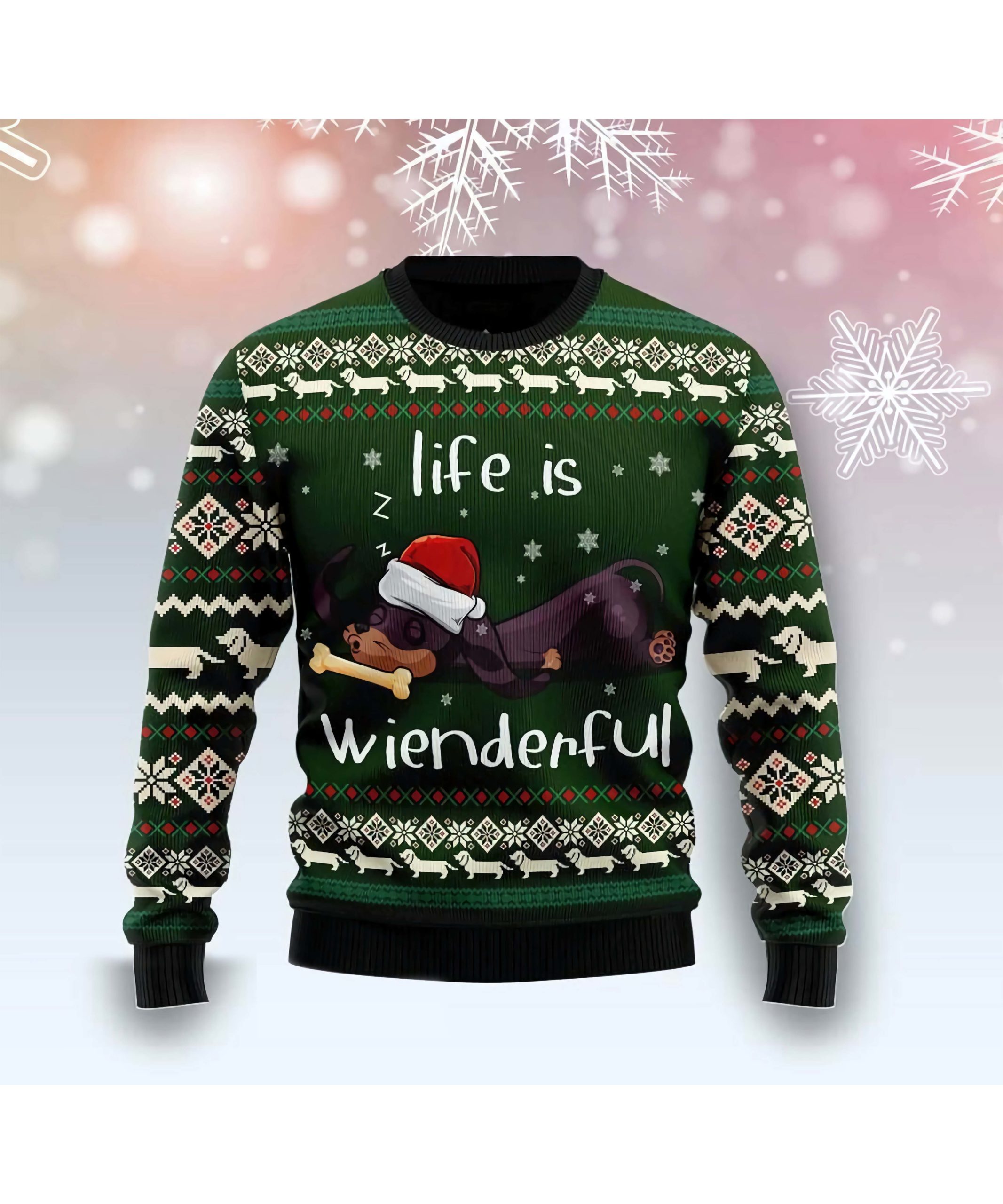 Dachshund Life Is Wienderful Christmas Sweater Dachshund Life Is Wienderful Christmas Sweater