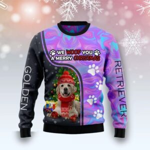 Golden Retriever We Woof You A Merry Christmas Sweater