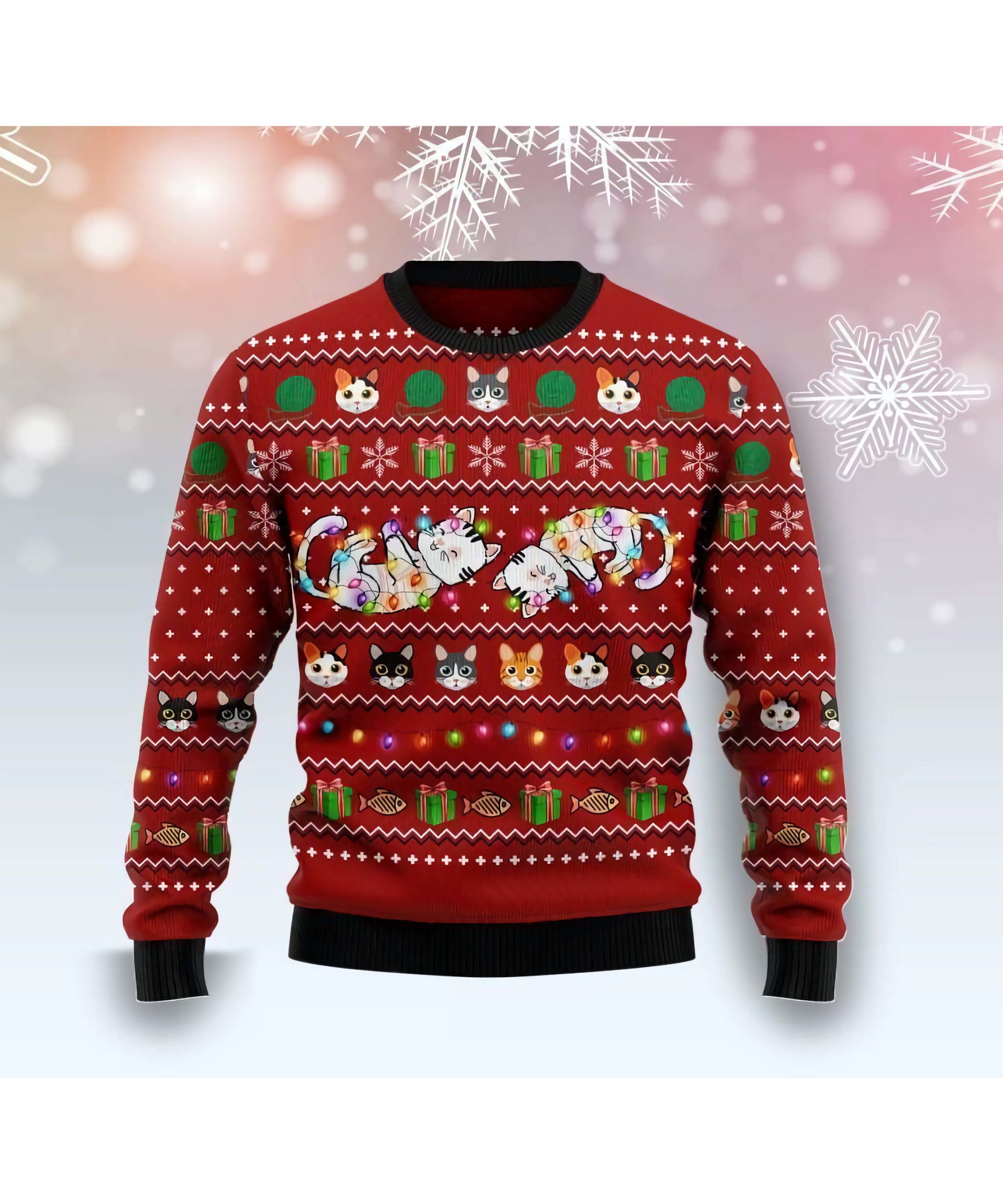 Cat Light Ugly Christmas Sweater Cat Light Ugly Christmas Sweater