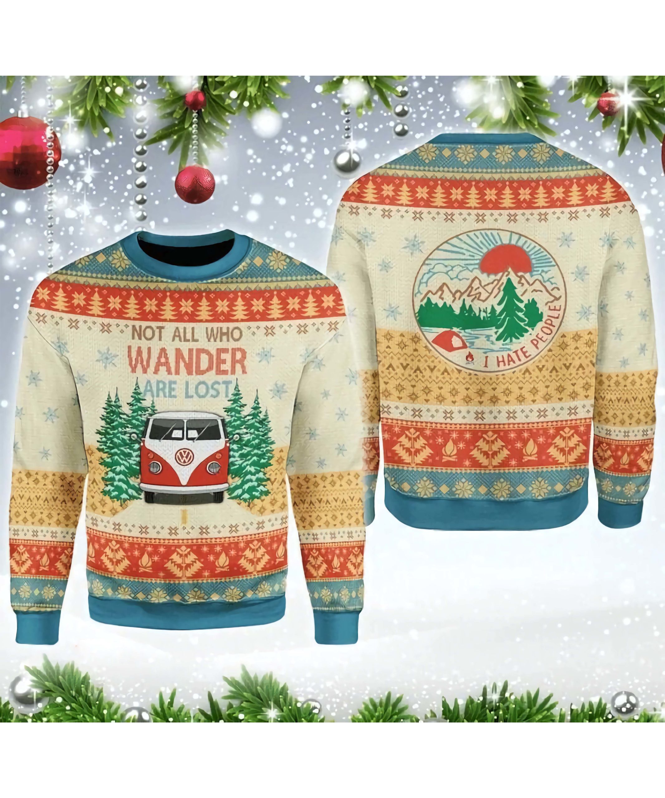 Not All Who Wander Are Lost Camping Christmas Sweater