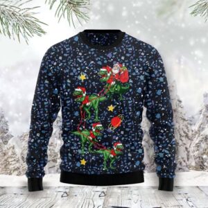 Dinosaur Reindeer Santa Christmas Sweater