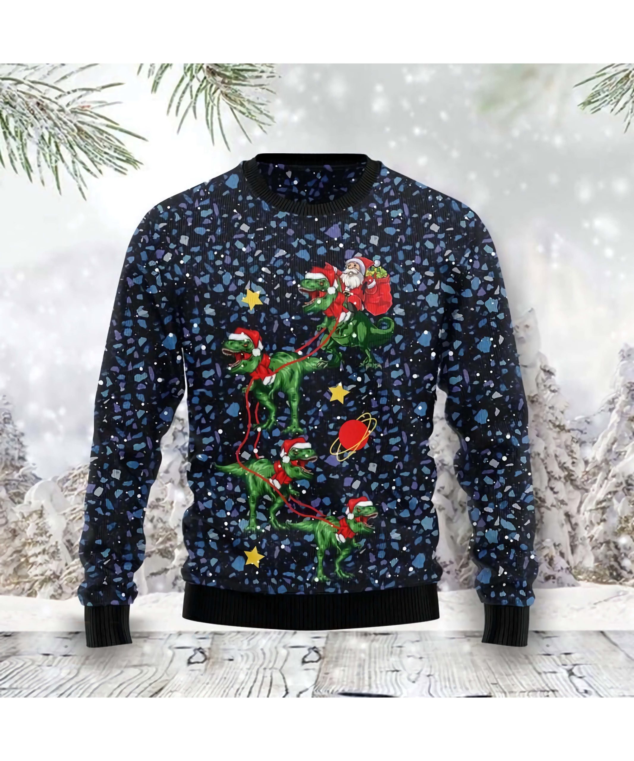 Dinosaur Reindeer Santa Christmas Sweater Dinosaur Reindeer Santa Christmas Sweater