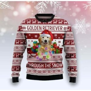 Golden Retriever Through The Snow Christmas Sweater