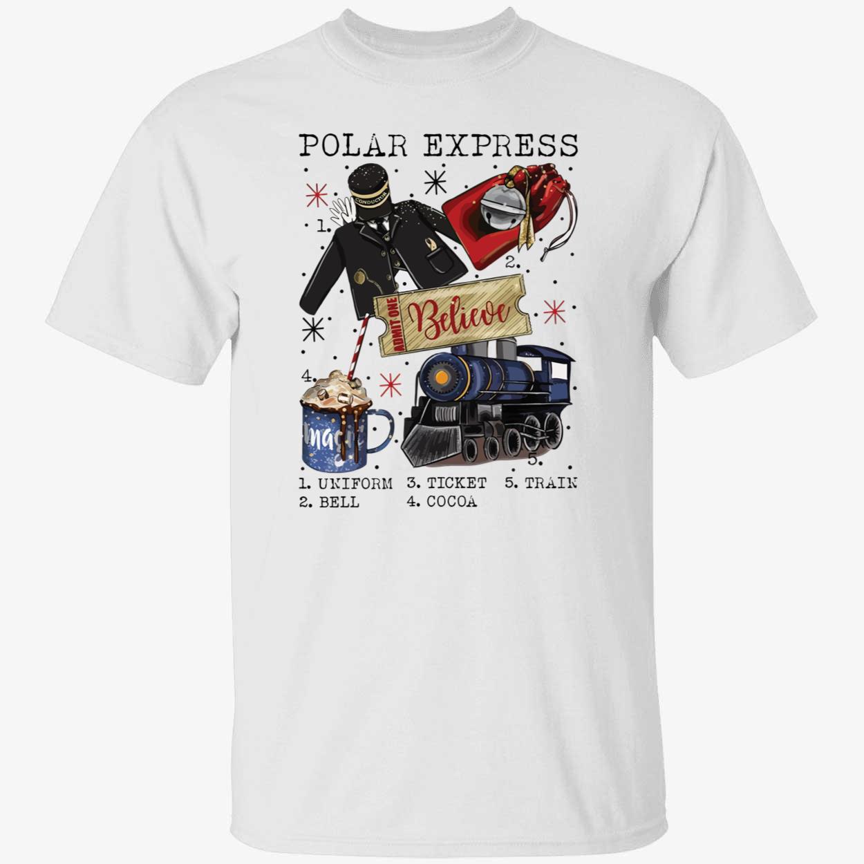 Polar Express Believe Uniform Ticket Train Bell Cocoa Shirt Polar Express Believe Uniform Ticket Train Bell Cocoa Shirt