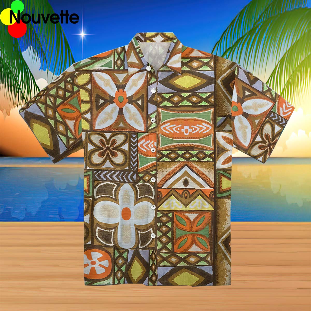 Vintage 1960S Atomic Tiki Mod Barkcloth Loop Collar Hawaiian Shirt Vintage 1960S Atomic Tiki Mod Barkcloth Loop Collar Hawaiian Shirt