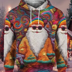 Vintage Colorful Santa Hoodie