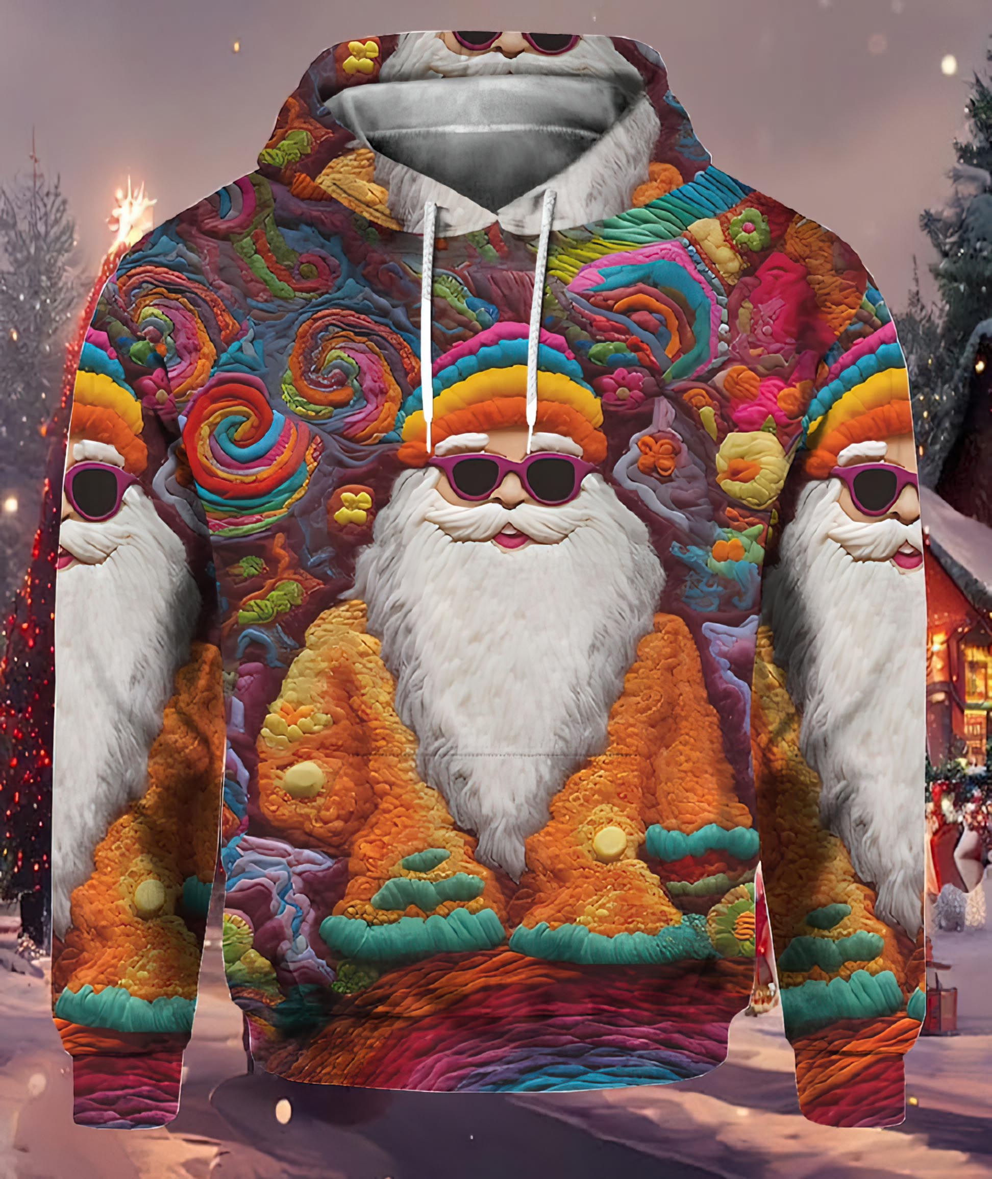 Vintage Colorful Santa Hoodie Vintage Colorful Santa Hoodie