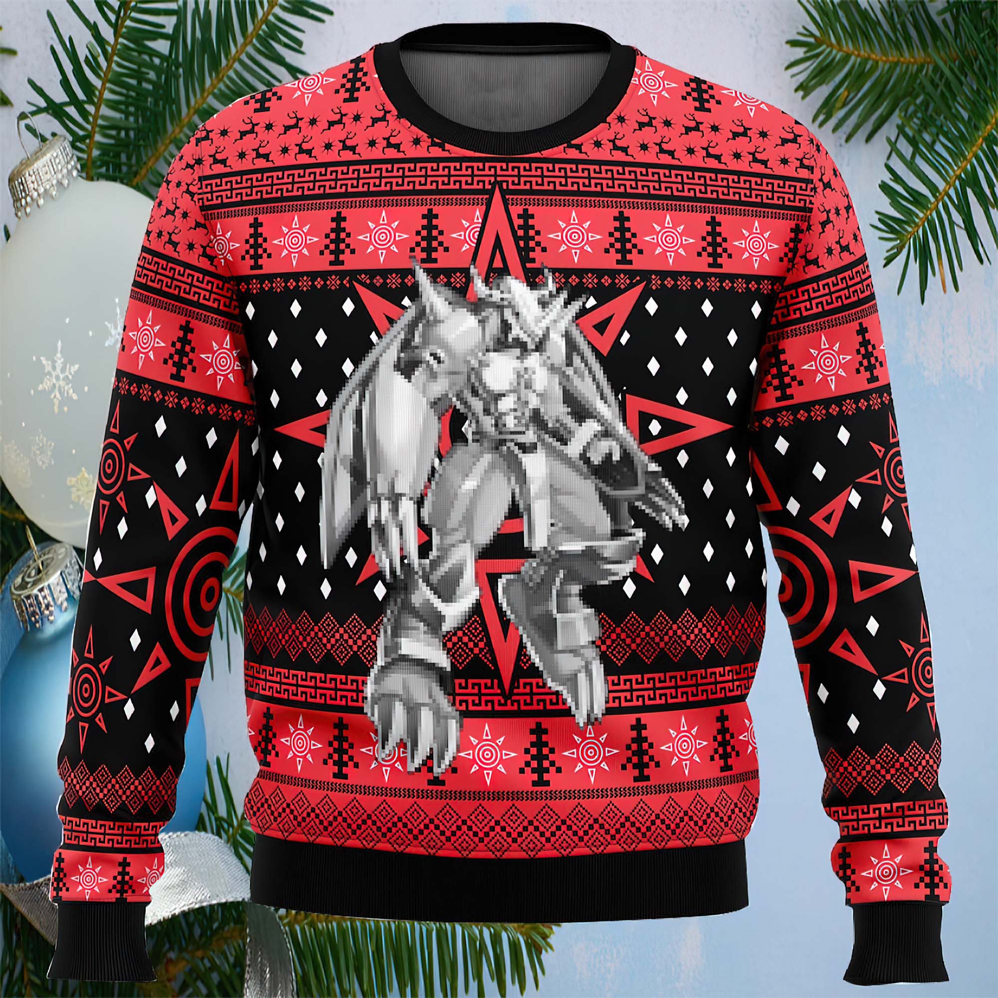 Wargreymon Digimon Ugly Christmas Sweater