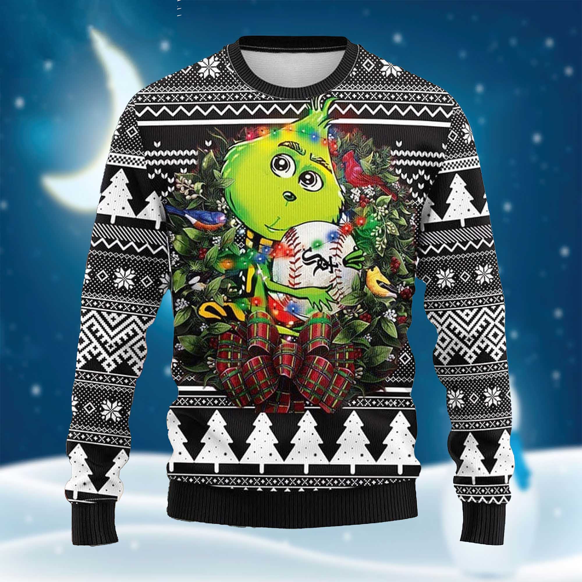 White Sox Grnch Hug Christmas Ugly Sweater White Sox Grnch Hug Christmas Ugly Sweater