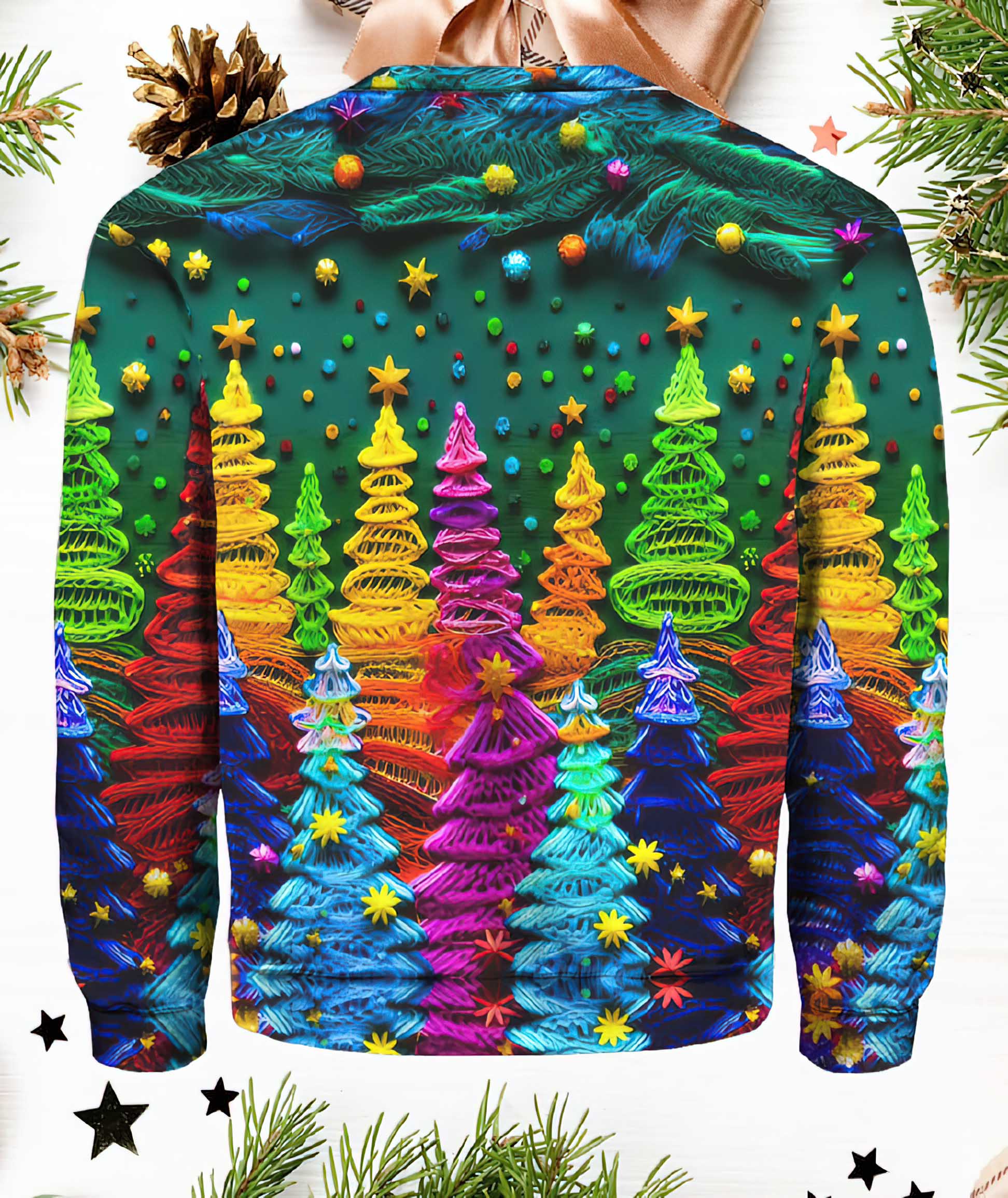 Women Christmas Colorful Christmas Tree Printed Casual Sweatshirt Women Christmas Colorful Christmas Tree Printed Casual Sweatshirt