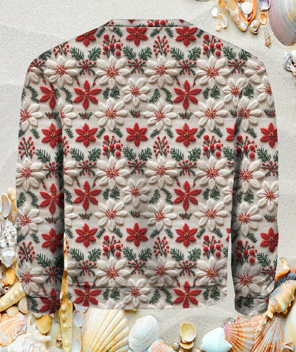 Women’S Christmas Art Print Knit Pullover Sweater Women’S Christmas Art Print Knit Pullover Sweater