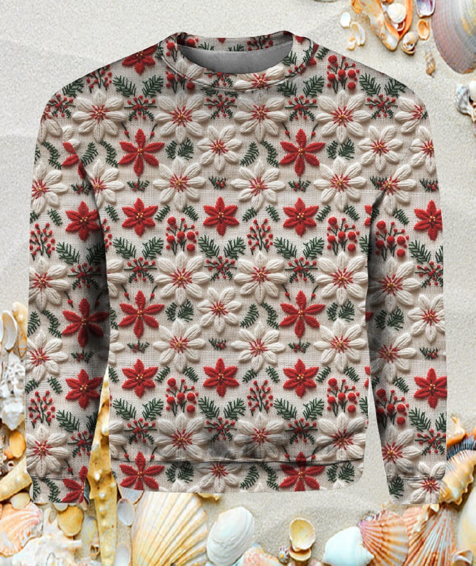 Women’S Christmas Art Print Knit Pullover Sweater Women’S Christmas Art Print Knit Pullover Sweater
