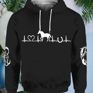 Womens Horse Heartbeat Horse Lover Printed Hoodie.jpg
