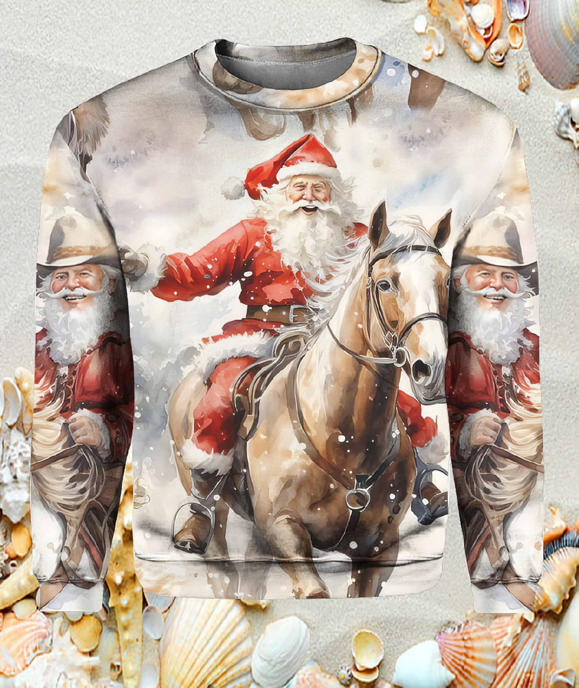 Women’S Western Santa Print Sweatshirt
