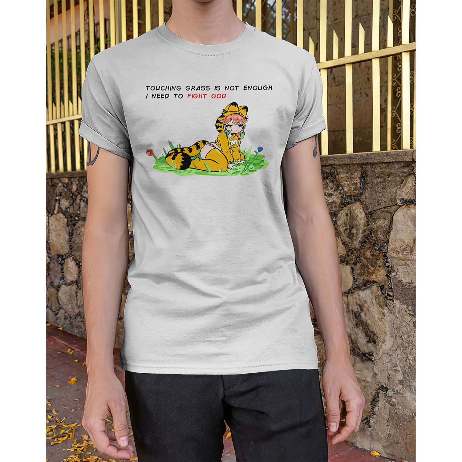 Peagade Touching Grass Is Not Enough I Need To Fight God Shirt Peagade Touching Grass Is Not Enough I Need To Fight God Shirt