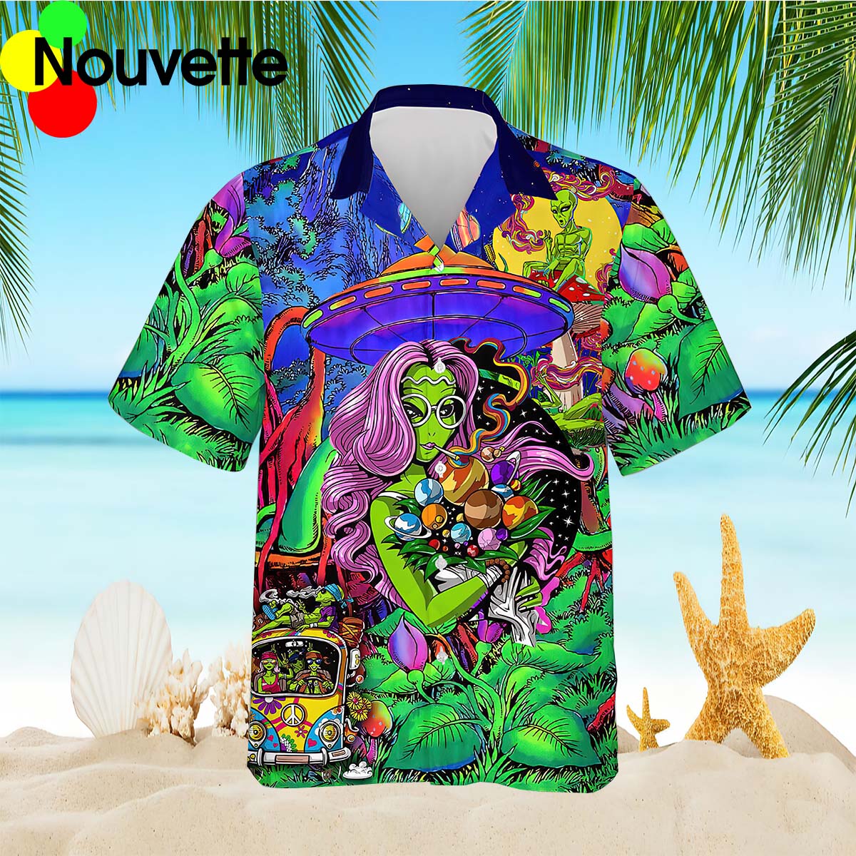 Hippie Alien Space Aloha Hawaiian Shirt Hippie Alien Space Aloha Hawaiian Shirt