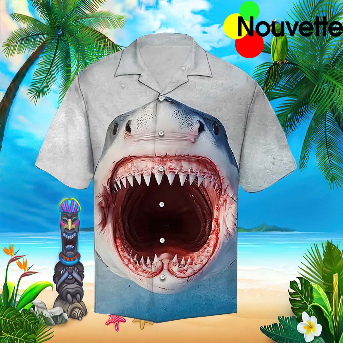 Shark Face Hawaiian Shirt Shark Face Hawaiian Shirt