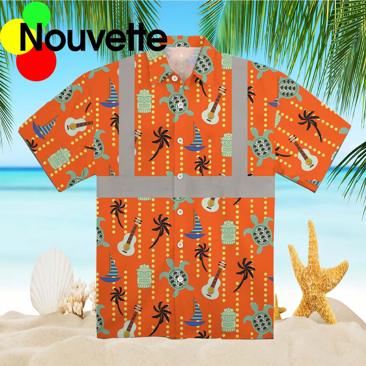 Turtle Orange Hi Vis Hawaiian Shirt Turtle Orange Hi Vis Hawaiian Shirt