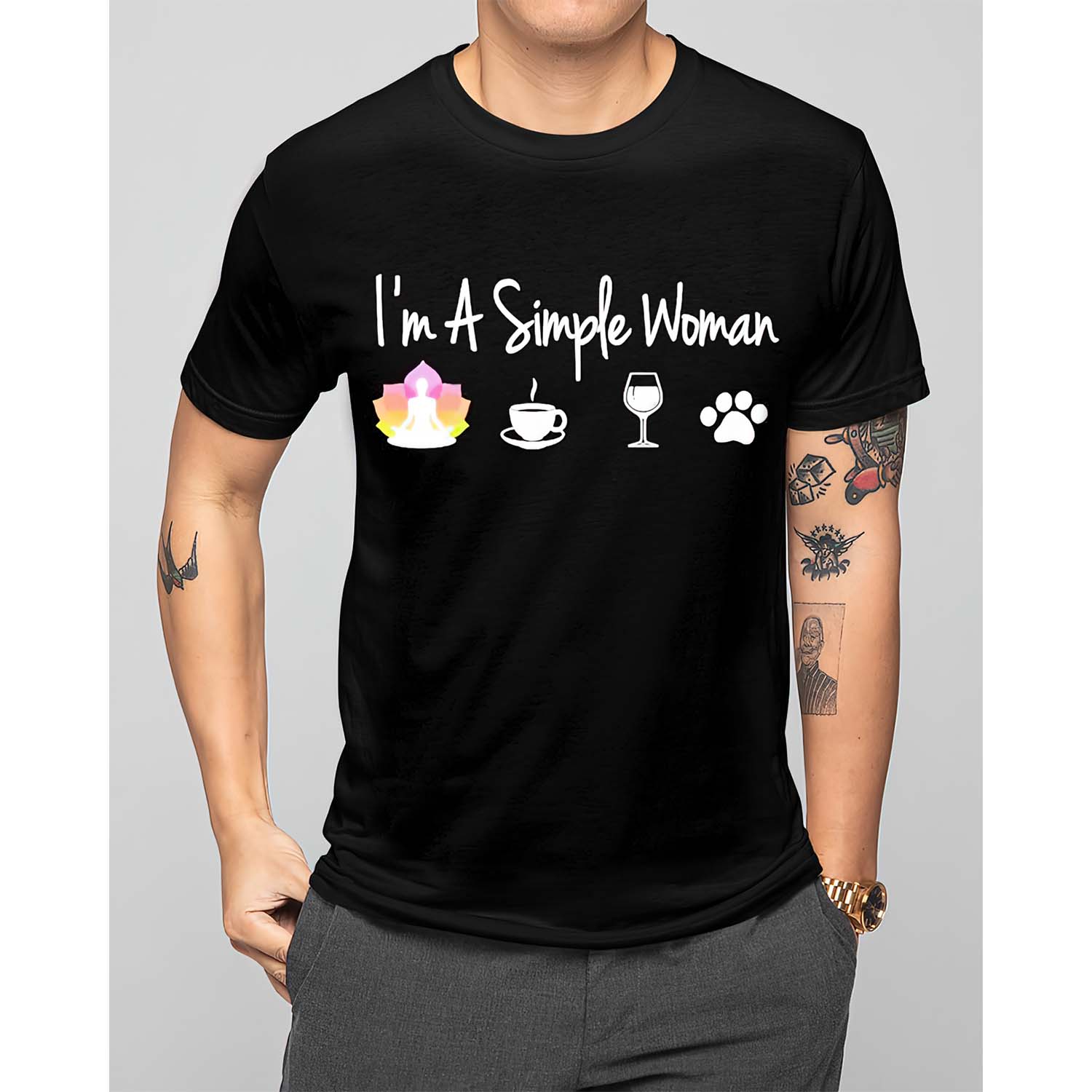 I’M A Simple Woman Buddha Coffee Wine And Dog Shirt I’M A Simple Woman Buddha Coffee Wine And Dog Shirt