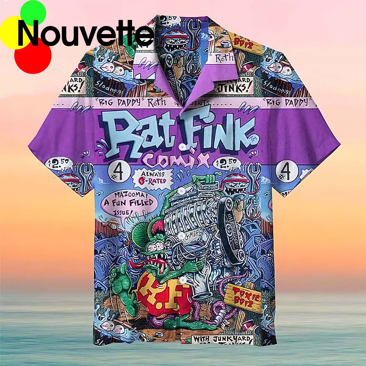 Rat Fink Rattail Hot Rod Hawaiian Shirt Rat Fink Rattail Hot Rod Hawaiian Shirt