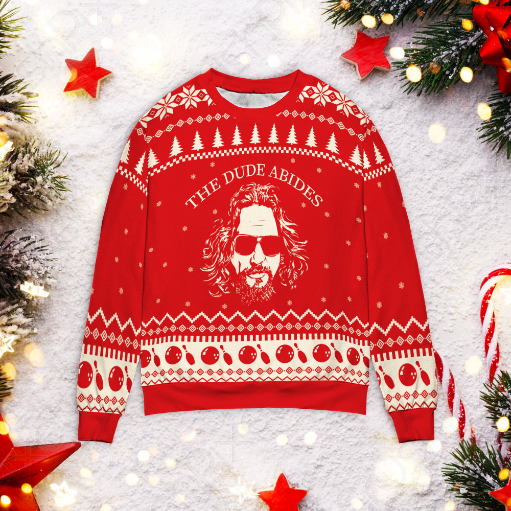 Big Lebowski The Dude Abides Christmas Sweater Big Lebowski The Dude Abides Christmas Sweater