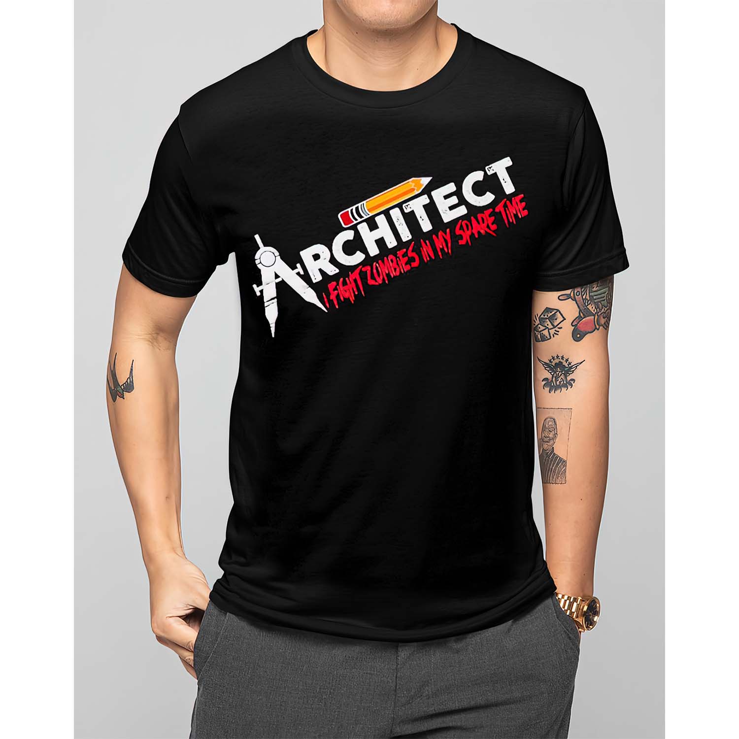 Architect Fight Zombies Spare Time Pencil Shirt Architect Fight Zombies Spare Time Pencil Shirt