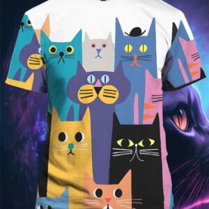 Cats Print Short Sleeve Shirt
