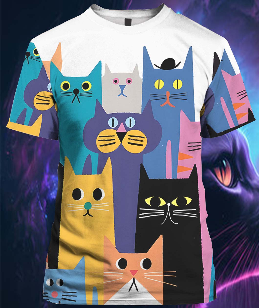 Cats Print Short Sleeve Shirt Cats Print Short Sleeve Shirt