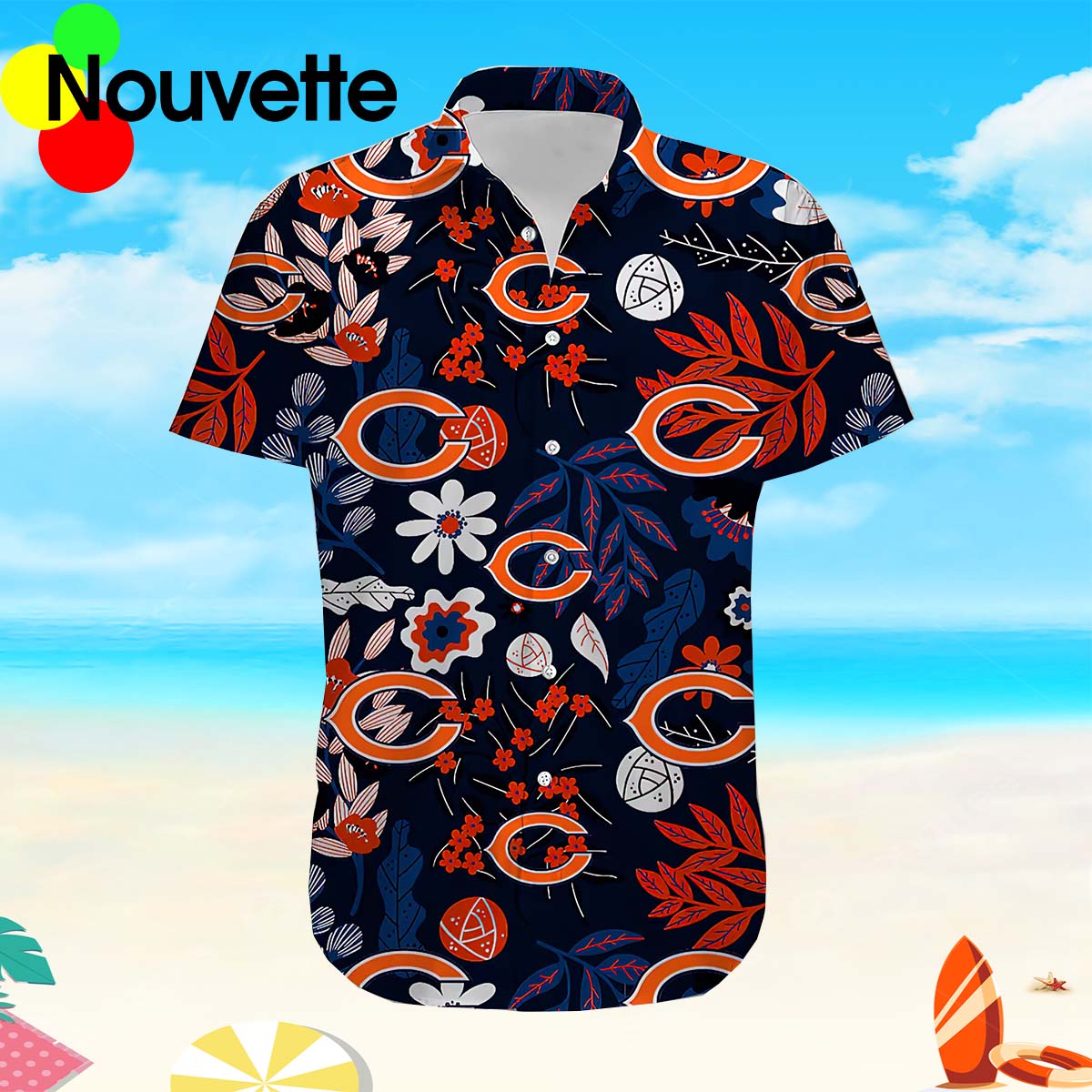 Chicago Bears Tropical Flower Hawaiian Shirt Chicago Bears Tropical Flower Hawaiian Shirt