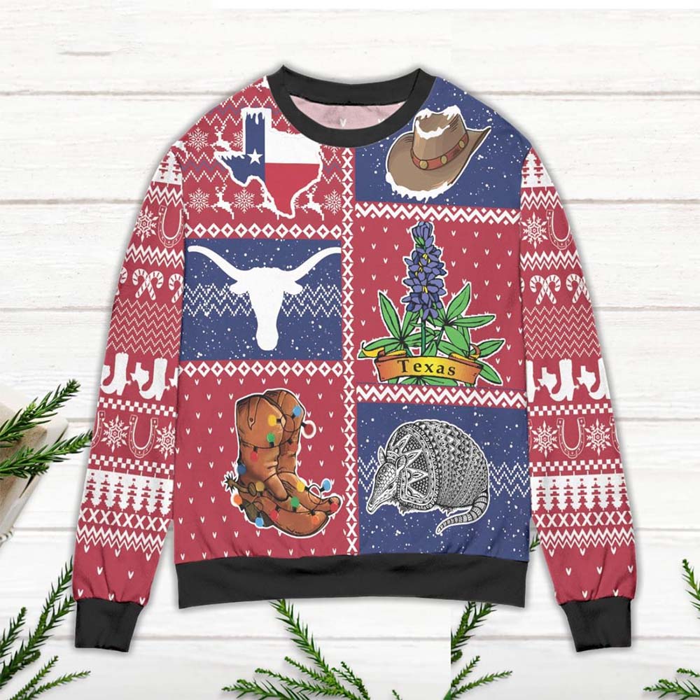 Texas State Signature Red Ugly Christmas Sweater Texas State Signature Red Ugly Christmas Sweater