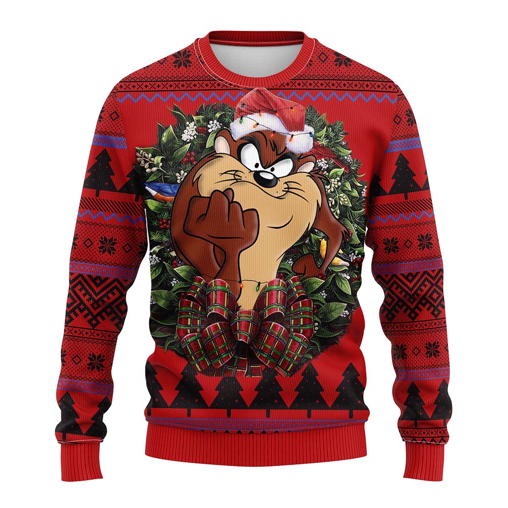 Taz Of Looney Tunes Christmas Sweater Taz Of Looney Tunes Christmas Sweater