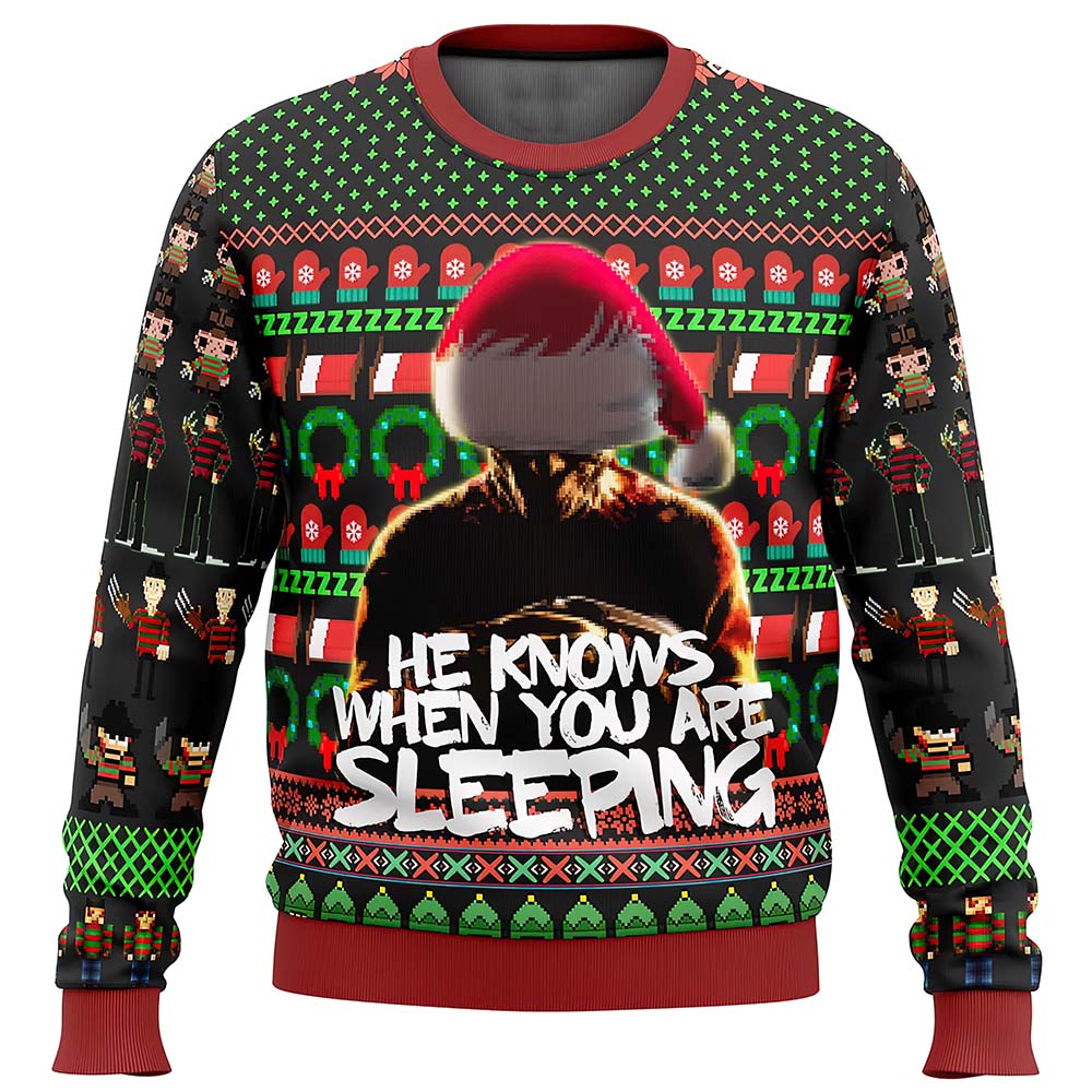 Freddy Krueger He Knows When Yoy Are Sleeping Christmas Sweater Freddy Krueger He Knows When Yoy Are Sleeping Christmas Sweater