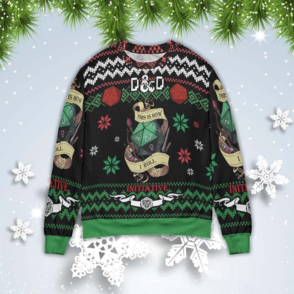 Roll Initiative Dungeons &Amp; Dragons Christmas Sweater Roll Initiative Dungeons &Amp; Dragons Christmas Sweater